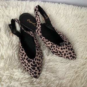 Qupid women’s open heel pointed toe flats size 6‎